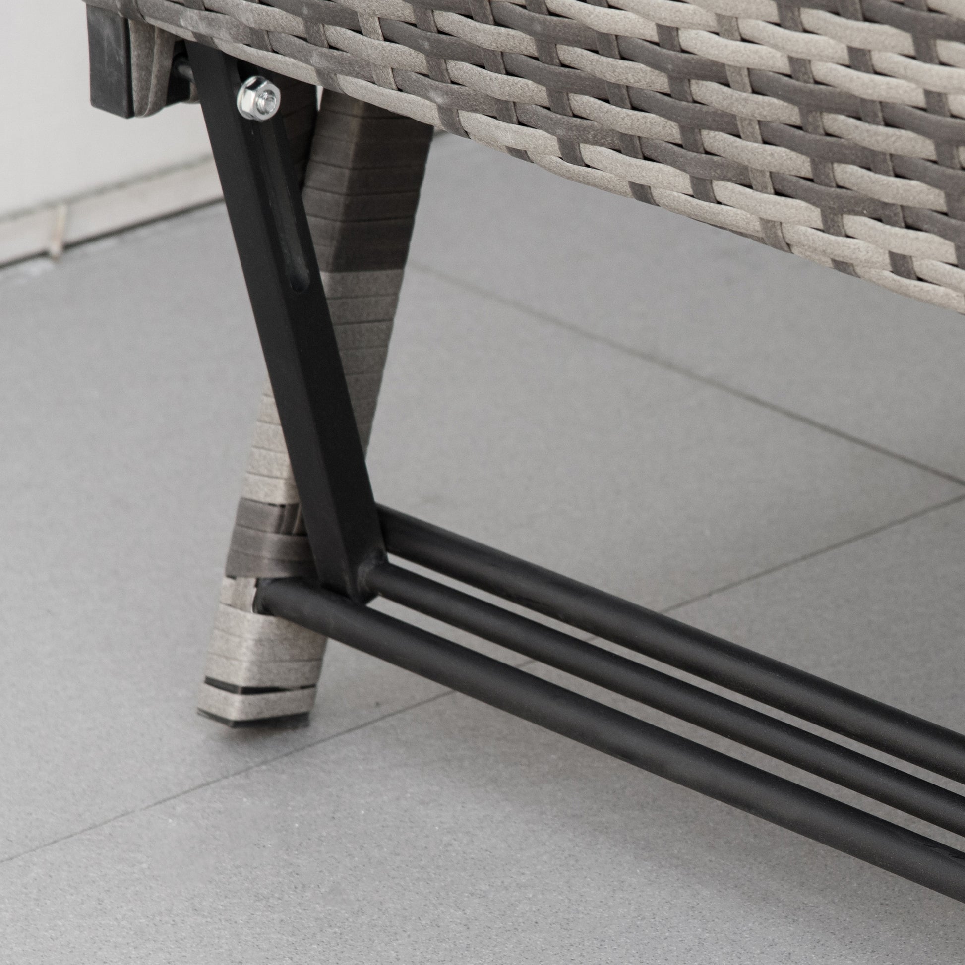 Outsunny Sofá De Ratán 2 Plazas Convertible Cama Con Cojines Acolchados Gris_3