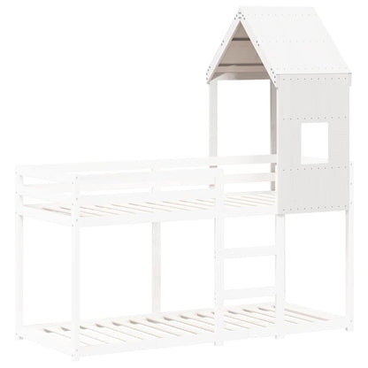 Techo De Cama Infantil Madera Maciza Pino Blanco 60x99x139,5 Cm_2
