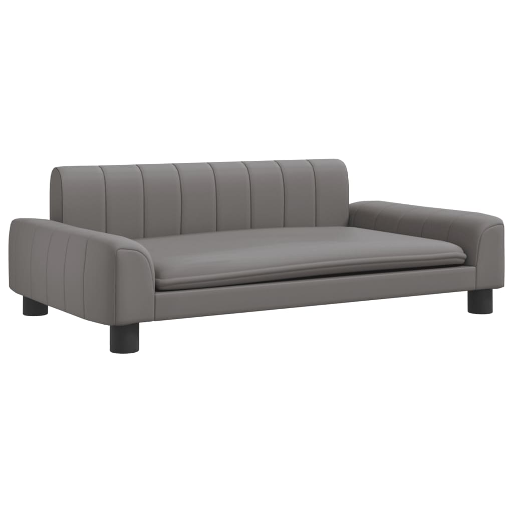 Cama Para Perros De Cuero Sintético Gris 90x53x30 Cm / Vetonek_0