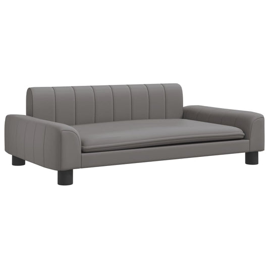 Cama Para Perros De Cuero Sintético Gris 90x53x30 Cm / Vetonek_0