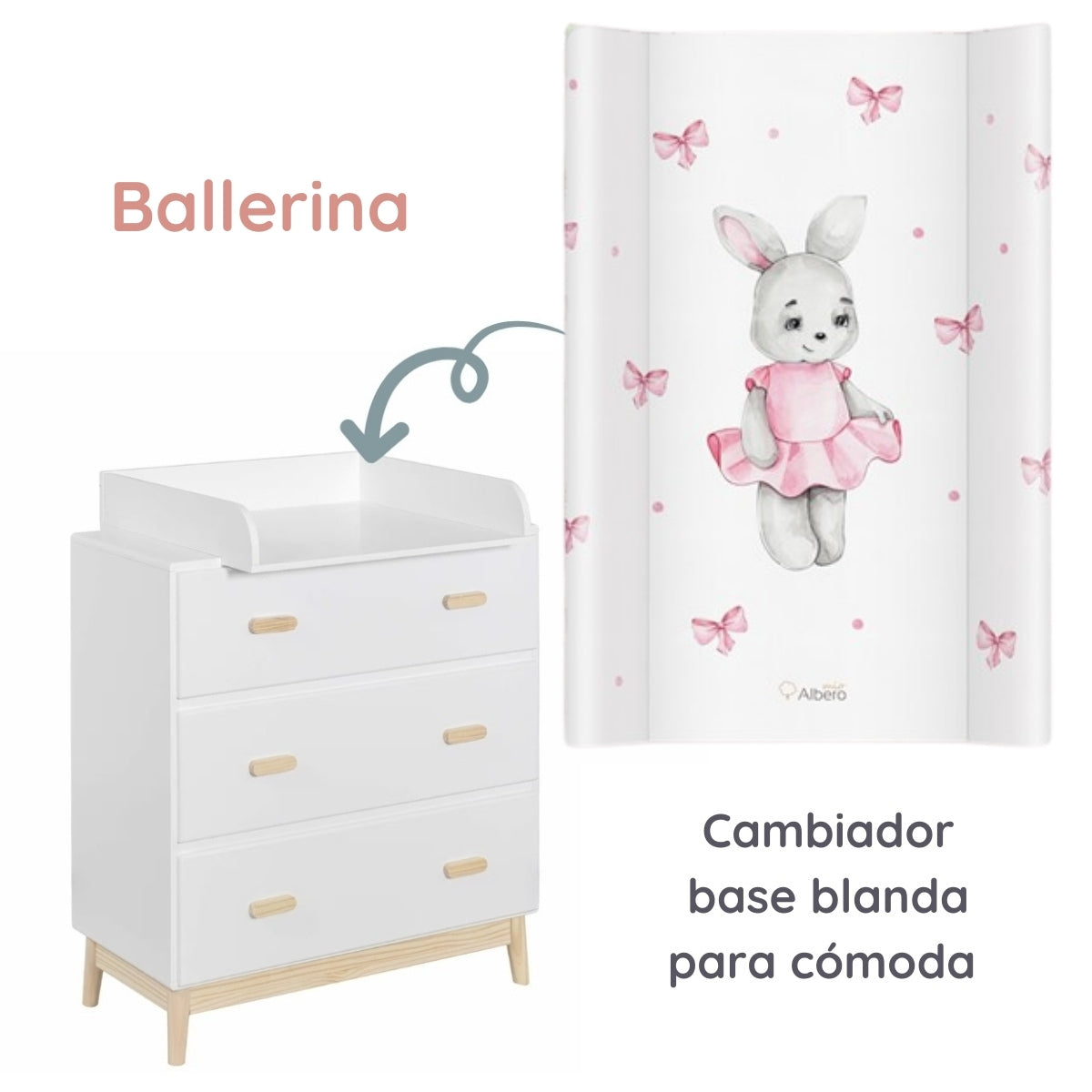 Cambiador Base Blanda Para Cómoda 70x47 Ballerina_0