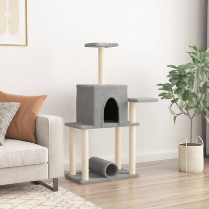 Rascador Para Gatos Con Postes De Sisal Gris Claro 122 Cm_2