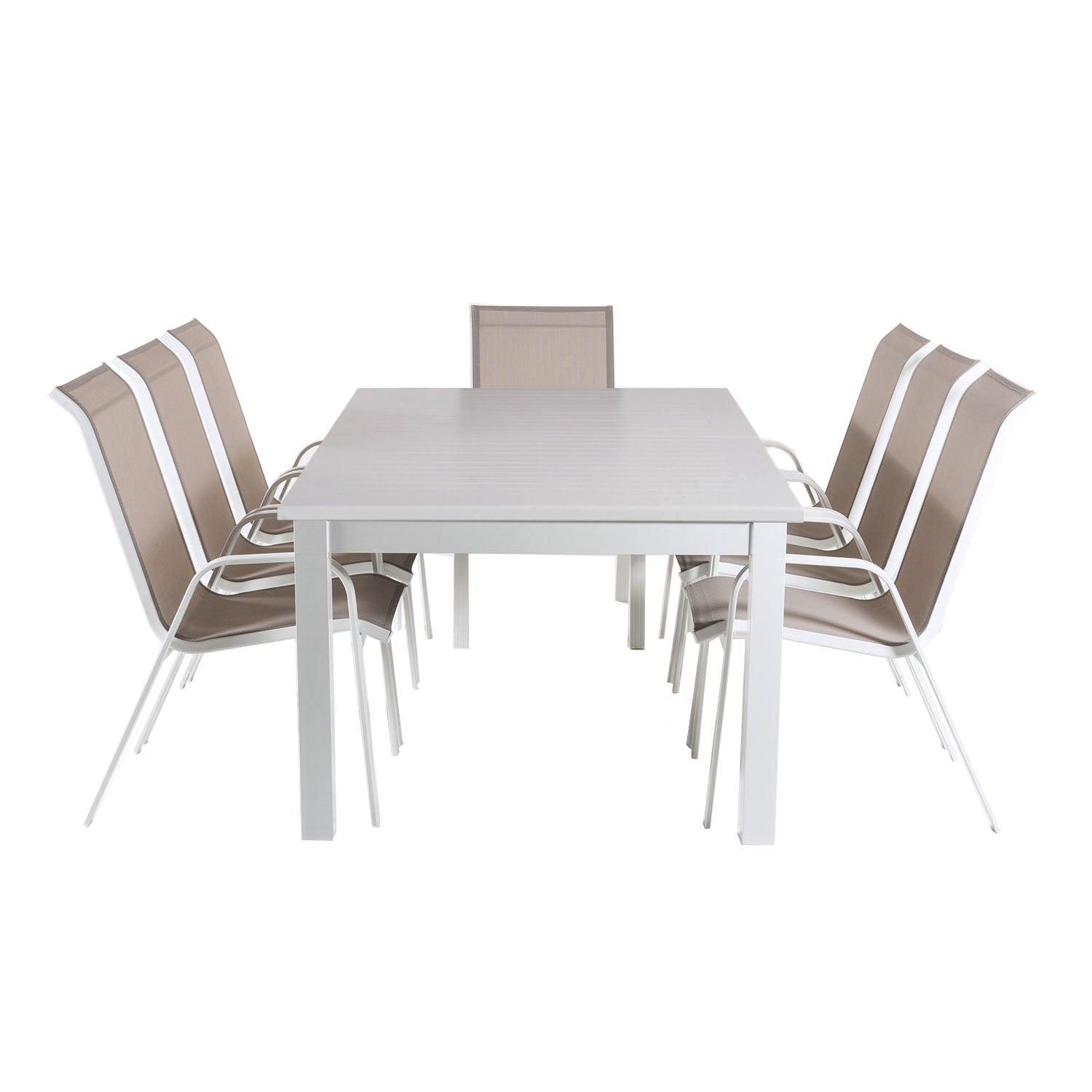 Conjunto De Mesas Y Sillas De Exterior, Extensible 152 A 210 Cm, Blanco_0