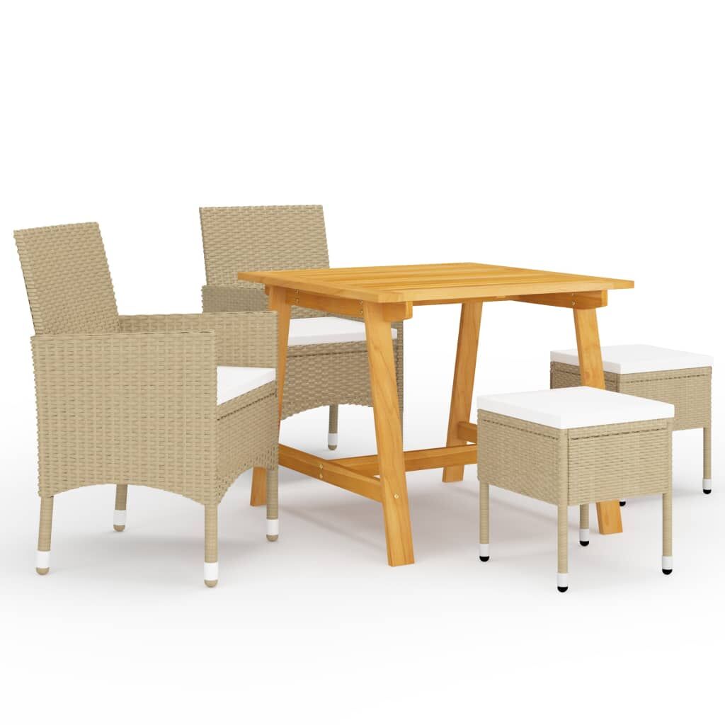 Vidaxl Juego De Comedor De Jardín De 5 Piezas Beige_0