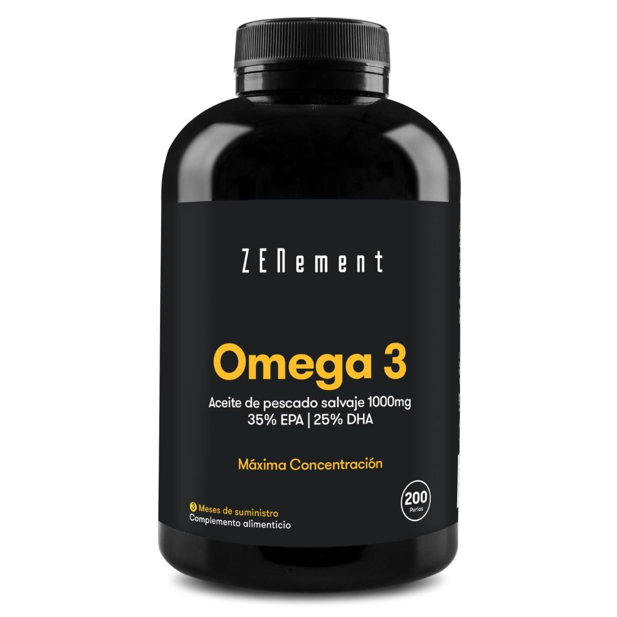 Ómega-3 Força Máxima, Óleo de Peixe Selvagem 1000mg | 35% EPA | 25% DHA Zenement, 200 Comprimidos
