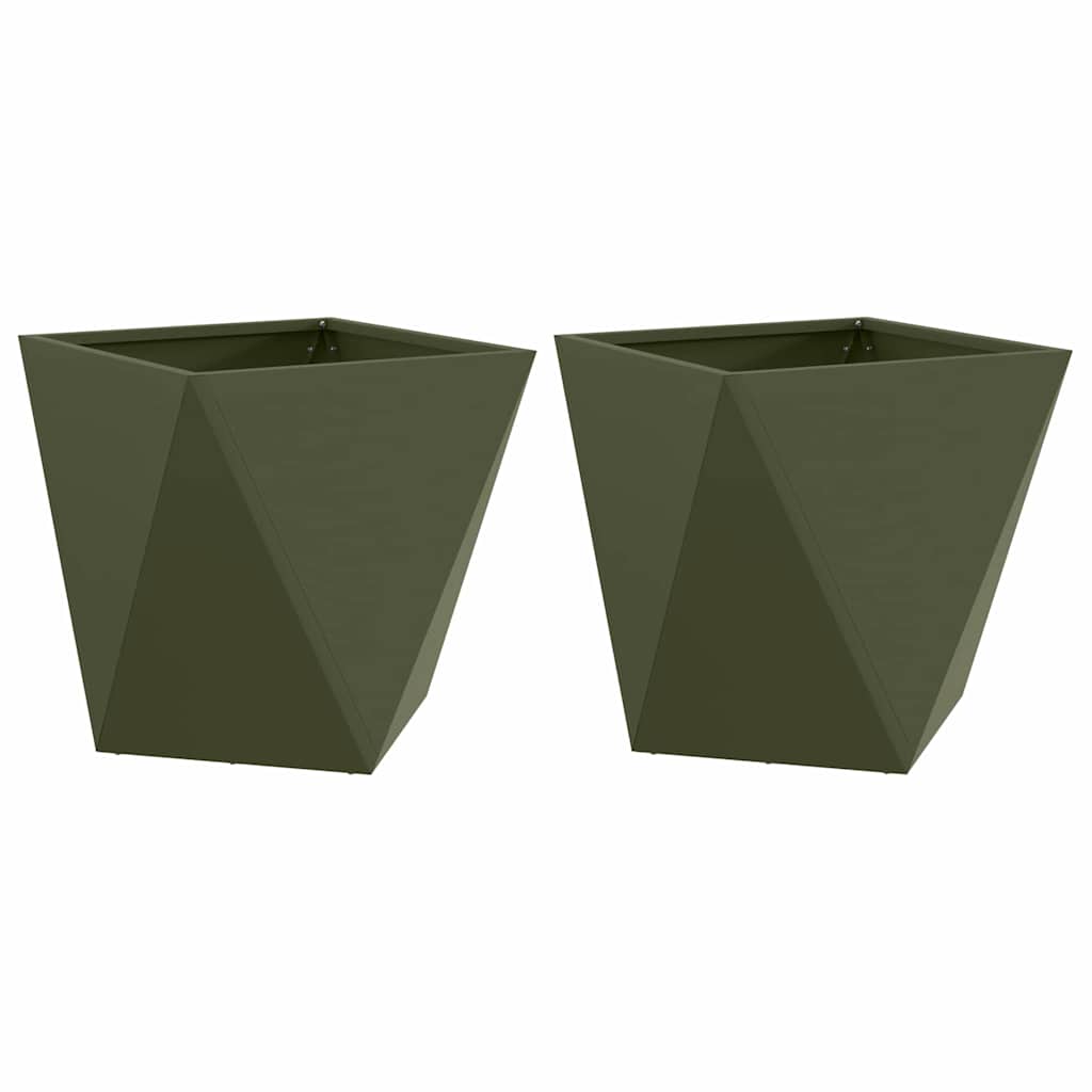 Jardinera 2 Uds. Verde Oliva 40 X 40 X 40 Cm Acero_0