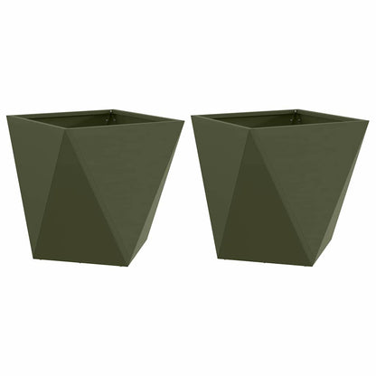 Jardinera 2 Uds. Verde Oliva 40 X 40 X 40 Cm Acero_0