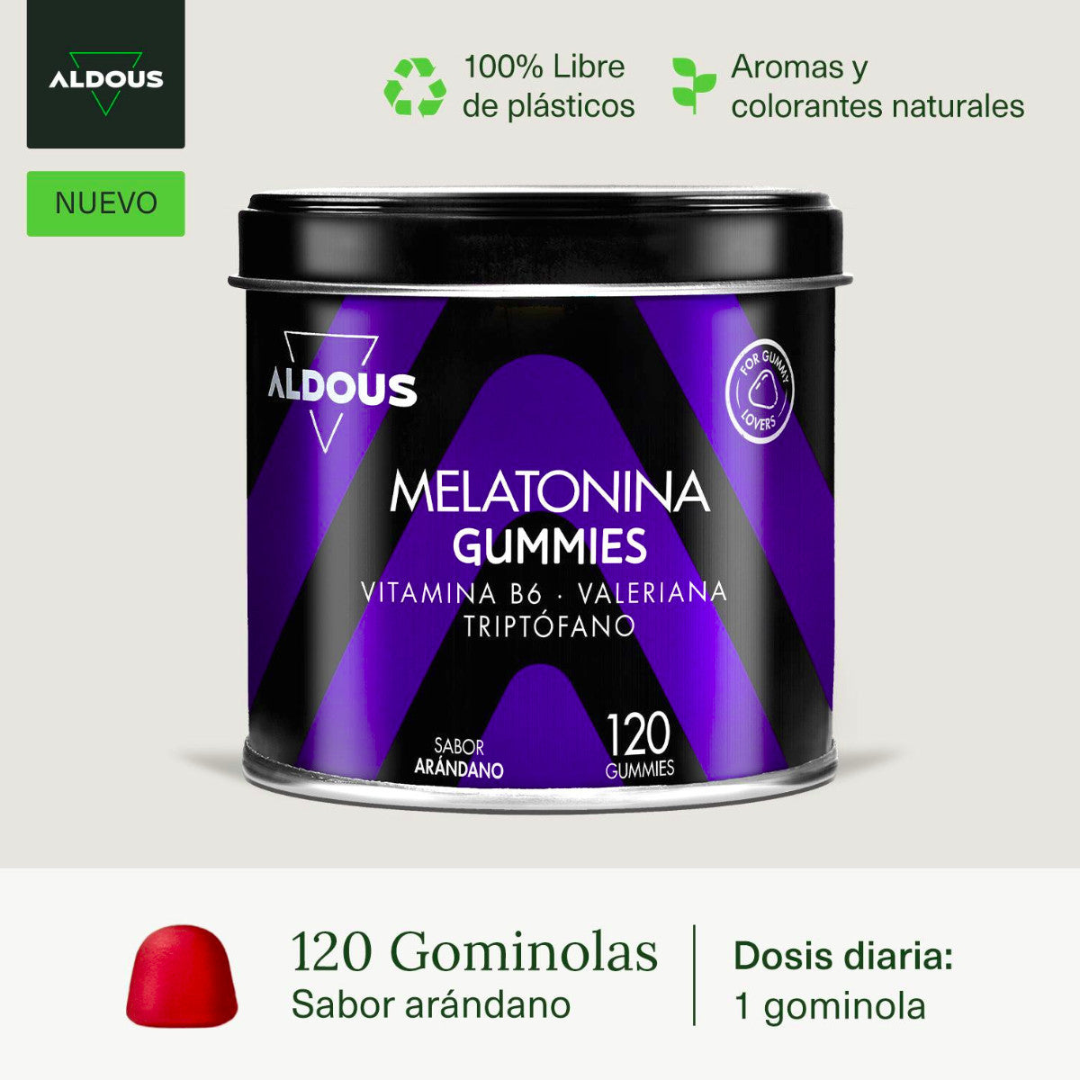 Melatonina em Aldous Gummies 120 gomas