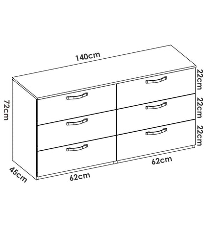 Comoda Doble 6 Cajones Jaen En Acabado Natural 72.3 Cm(alto)140.4 Cm(ancho)44.7 Cm(largo)_3