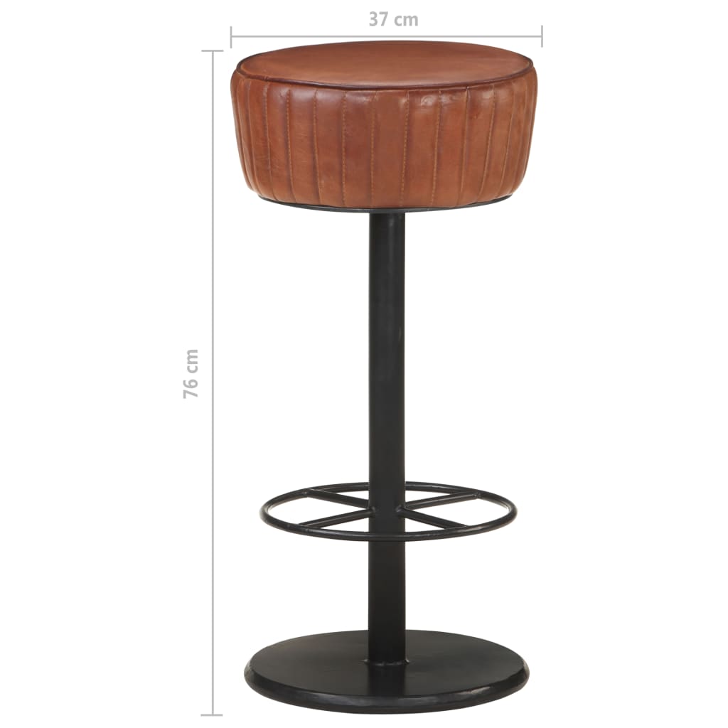 Taburete De Cocina De Cuero Auténtico Marrón_3