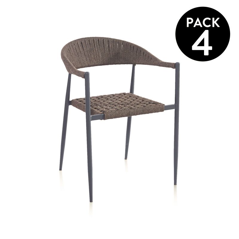 Pack 4 Sillas De Exterior Eina Cuerda, Grafito, 58 X 76 X 57_0