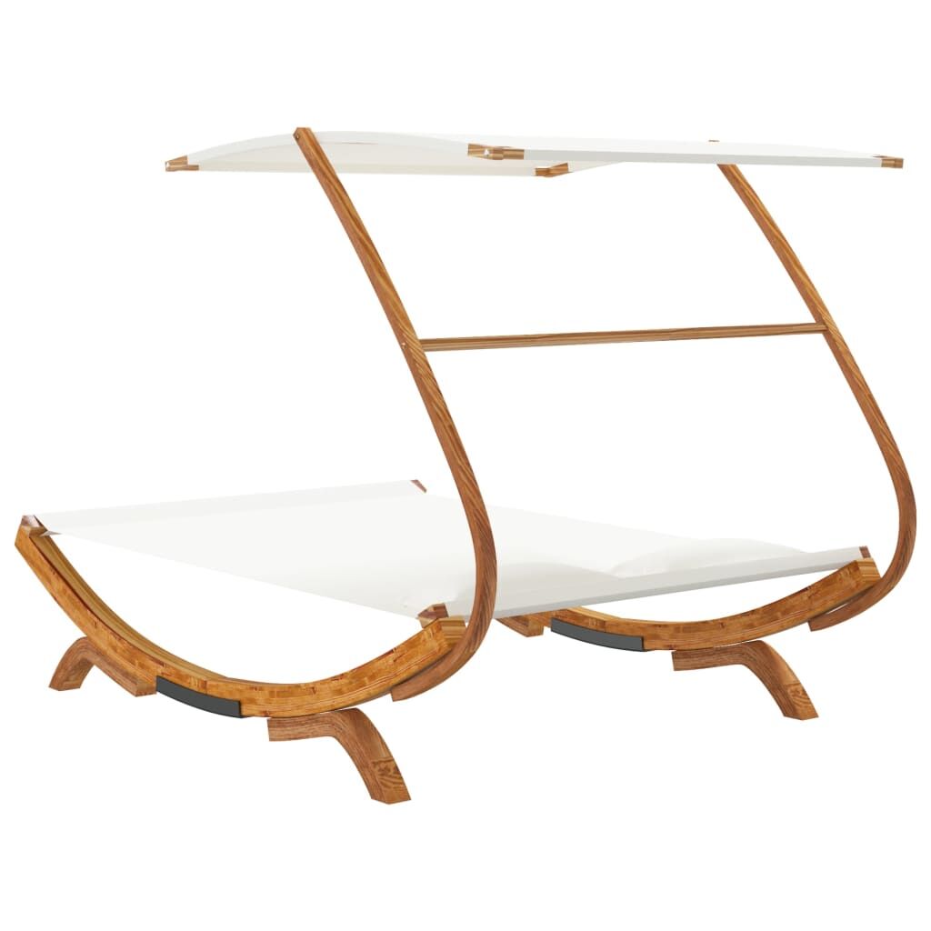 Vidaxl Tumbona Con Dosel Madera Maciza Curvada Crema 165x203x138 Cm_4