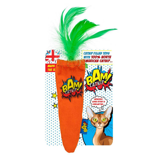 Brinquedo para gatos feito de cenoura e catnip BAM!