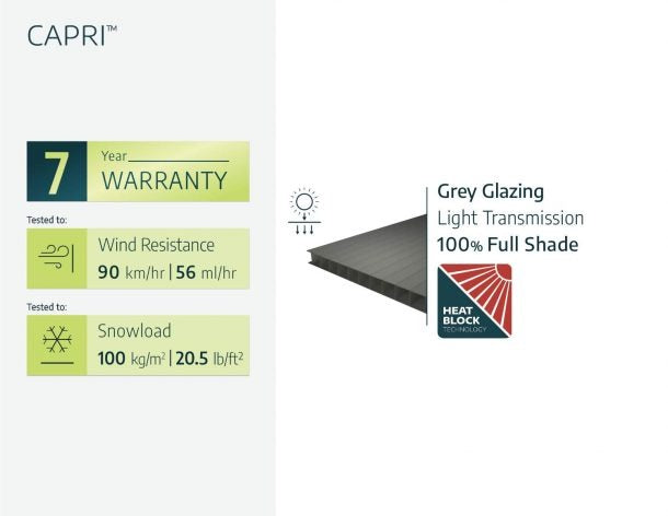 Pérgola anexa Capri 299x924 cm cinzento Canopia da Palram