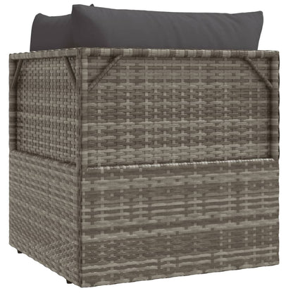 Vidaxl Sofá De Esquina De Jardín Con Cojín Ratán Pe Gris 57x57x56 Cm_5