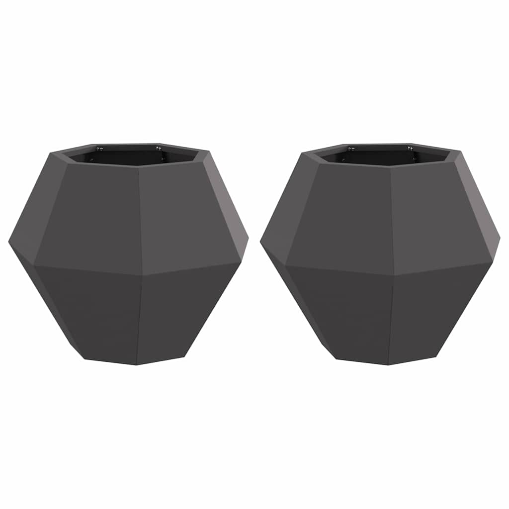 Jardinera 2 Uds. Negro 50 X 50 X 40 Cm Acero_0
