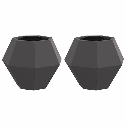Jardinera 2 Uds. Negro 50 X 50 X 40 Cm Acero_0