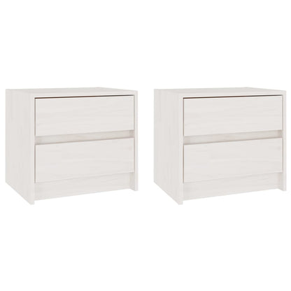 Mesitas De Noche 2 Uds Madera Maciza Pino Blanco 40x30,5x35,5cm_0
