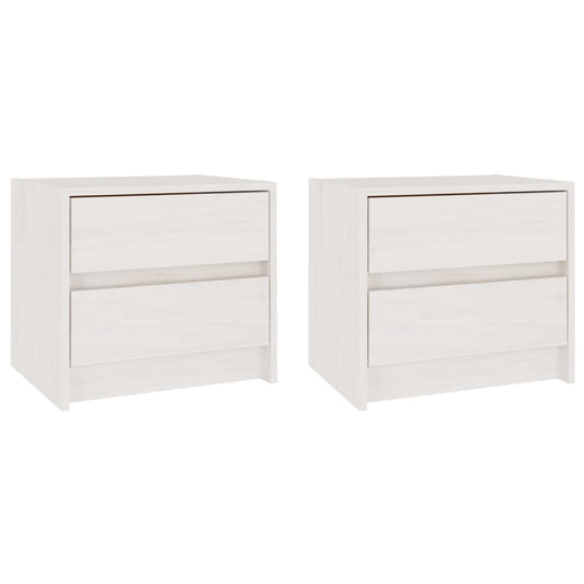 Mesitas De Noche 2 Uds Madera Maciza Pino Blanco 40x30,5x35,5cm_0