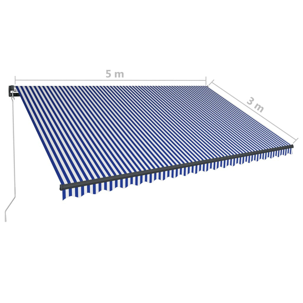 Vidaxl Toldo Retráctil Manual Con Luz Led Azul Y Blanco 500x300 Cm_2