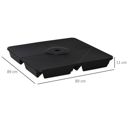 Outsunny Base Sombrilla 4 Piezas Rellenable Arena 80 Kg Para Jardín 89x89x11 Cm_2