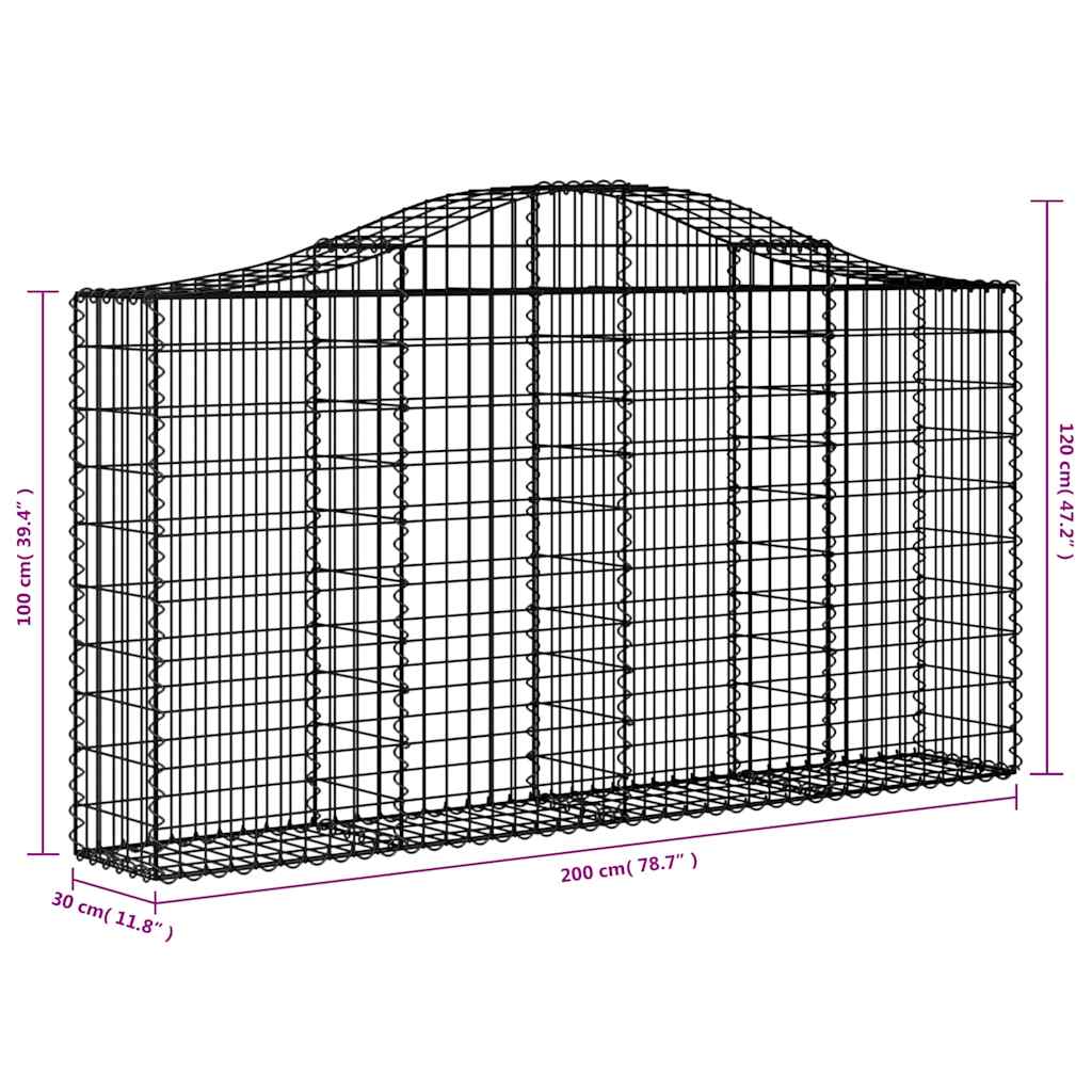 Cestas De Gaviones 13 Uds Forma Arco Hierro 200x30x100/120 Cm_5