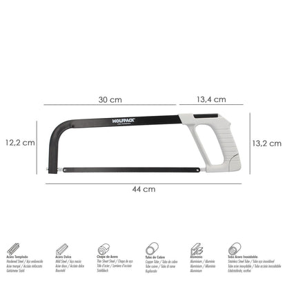 Arco Sierra Acero Con Empuñadura De Aluminio Angulo Corte Ajustable. Corta Acero, Aluminio, Madera, Plastico, Cobre