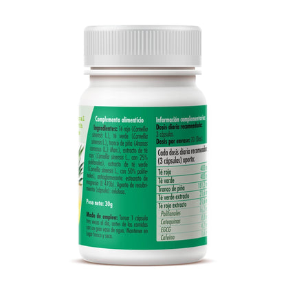 GHF Chá Verde, Chá Vermelho e Ananás 60 cápsulas 500 mg
