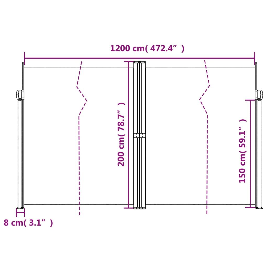 Vidaxl Toldo Lateral Retráctil Gris Taupe 200x1200 Cm_2