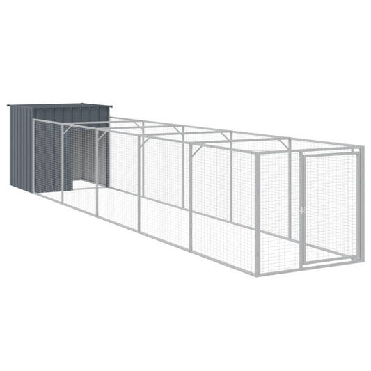Caseta Perros Con Corral Acero Galvanizado Gris 110x609x110 Cm_0