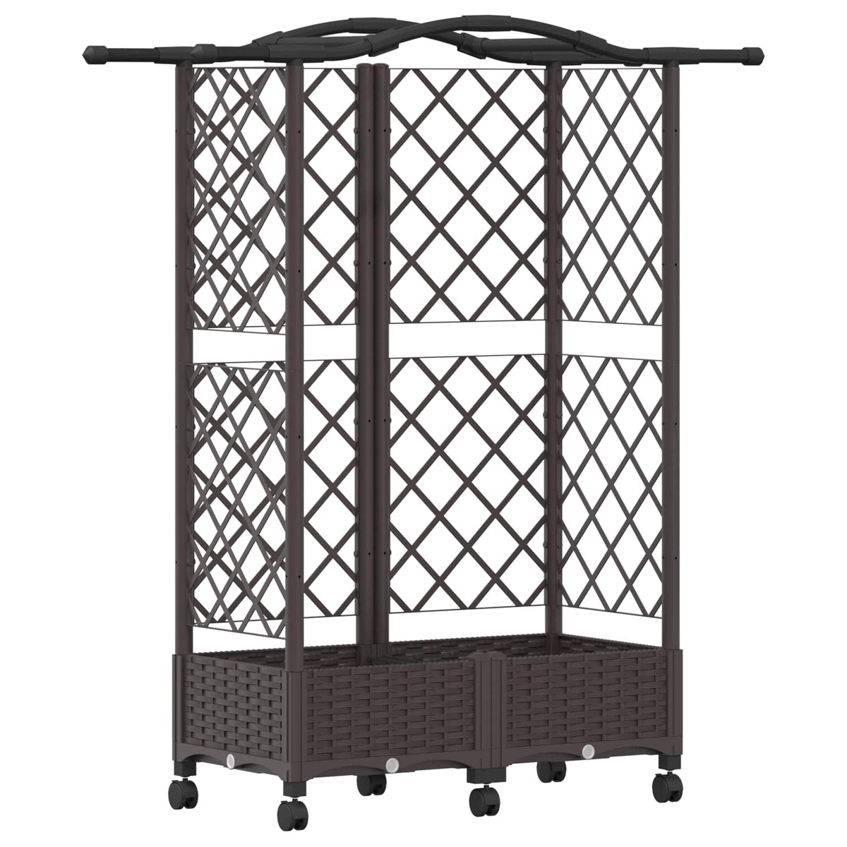 Cama Elevada Con Trellis Y Techo Marrón 124 X 40 X 129 Cm Pp_0