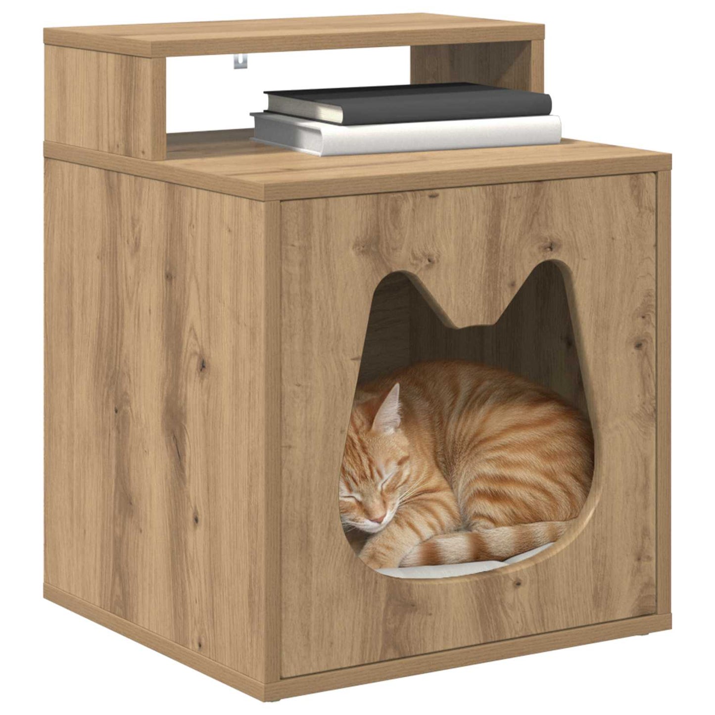 Casa Para Gatos Roble Artesanal 42,5 X 40 X 53,5 Cm_2