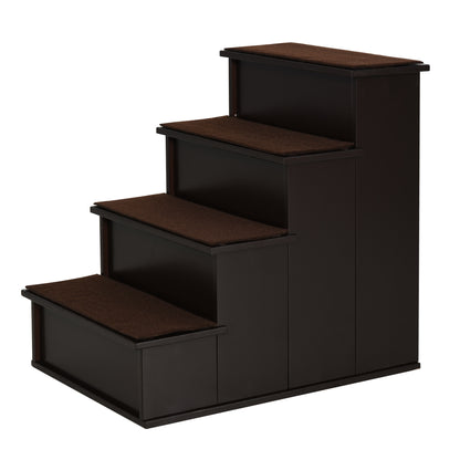 Pawhut Escalera Para Perros De 4 Peldaños Con Acolchados 40x59x54,2 Cm Marrón_0