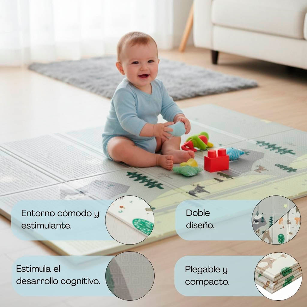 Bathby | Alfombra Plegable Para Bebé 200 × 180 Cm, Reversible Animales/invierno_2