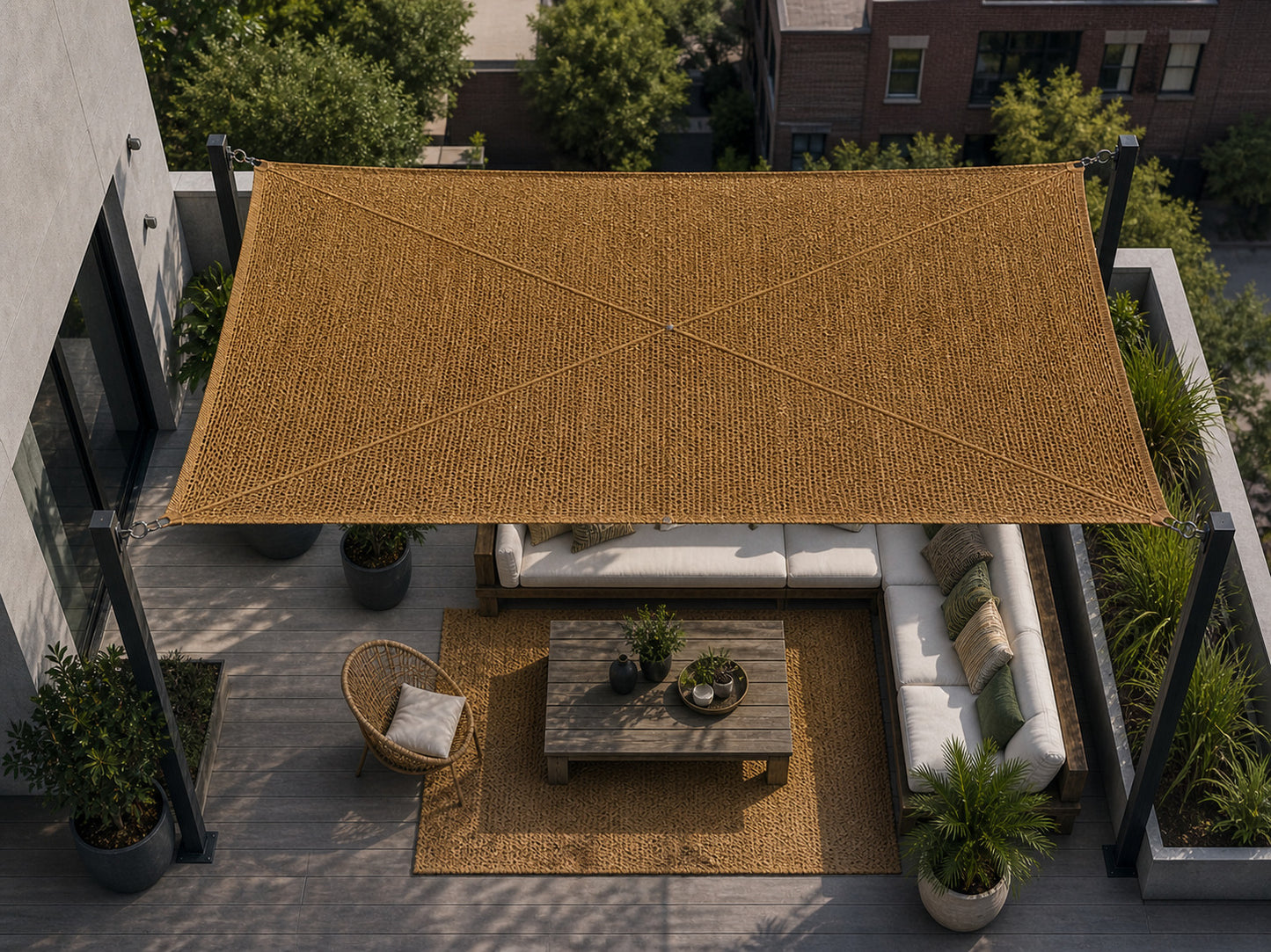 Toldo Vela Coco Natural Reforzado 4x3 M 60% Ocultación Para Jardín Terraza Pérgola_0