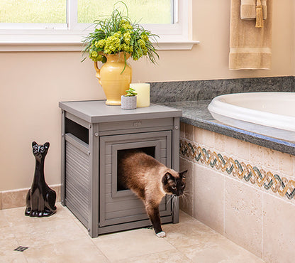 Arenero Para Gatos Cubierto Borneo - Fabricado En Ecoflex - Integra El Arenero En La Decoración De Tu Hogar, 58x44,6x70,2 Cm, 4 Colores (gris)_1