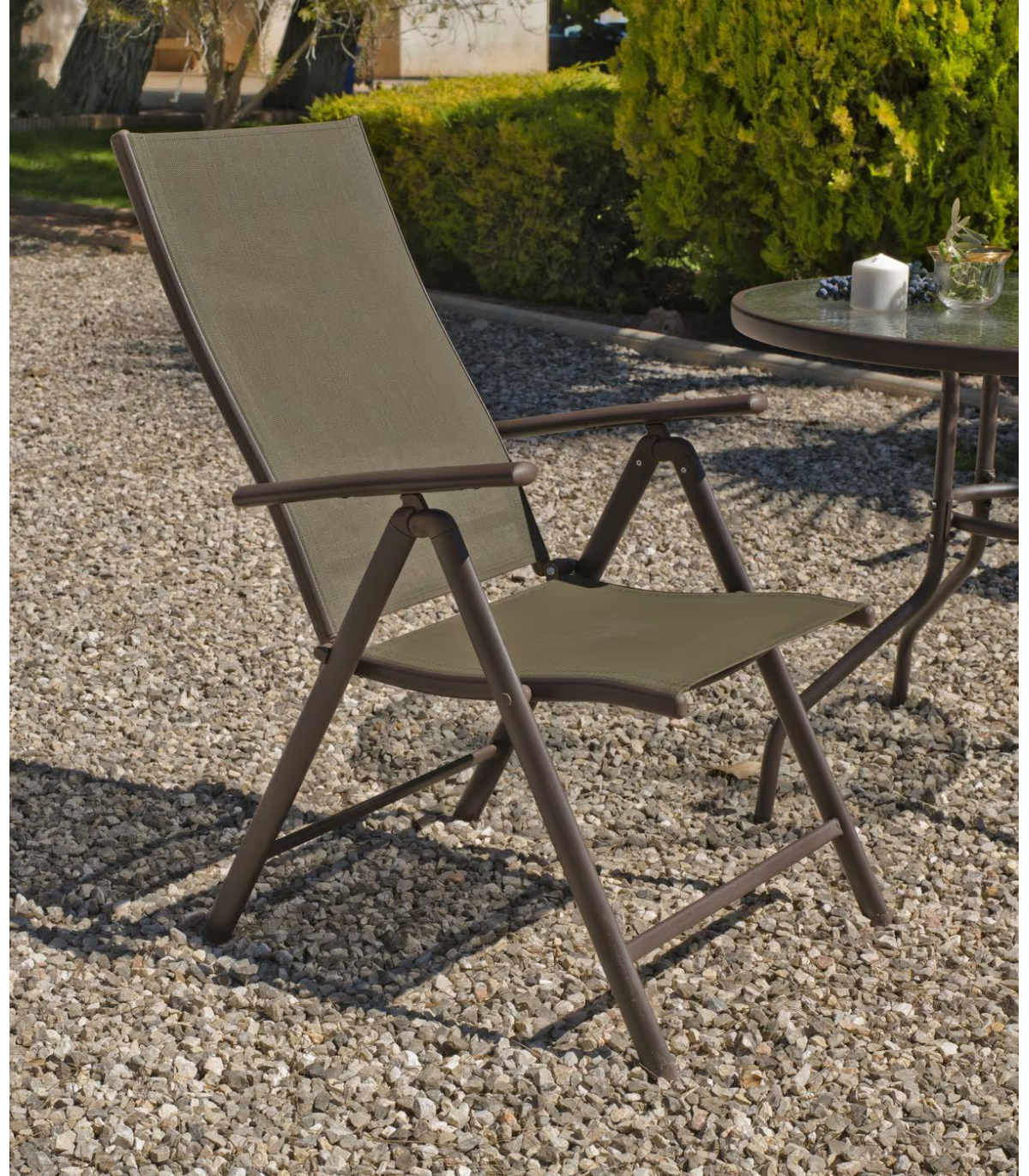 Sillón-tumbona Plegable Acero/textilen Macao-5 Bronce, 100cm(alto) 58cm(ancho) 62/98cm(fo_0