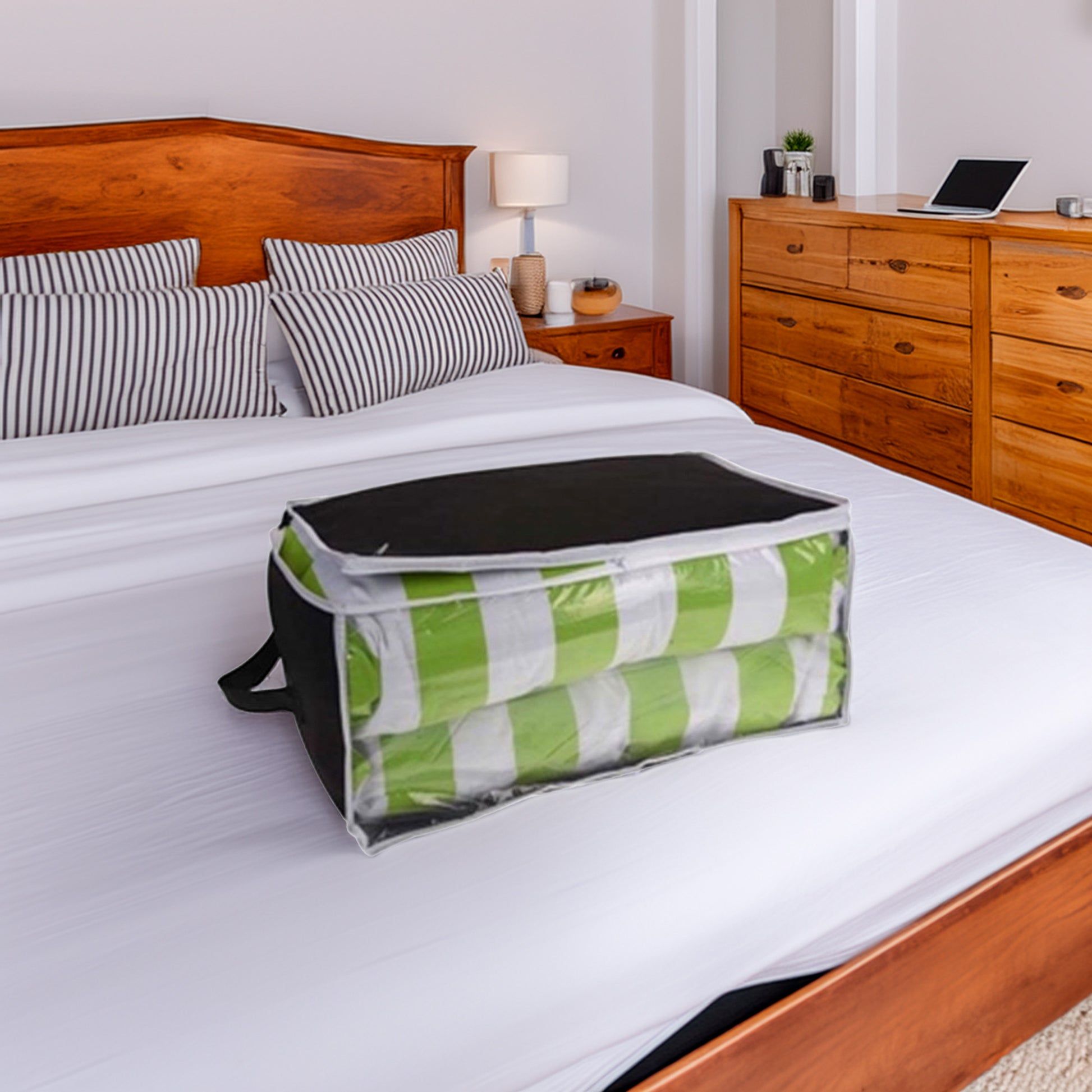 Well Home Bolsa De Almacenamiento Transparente 45x30x20cm Color Negro Con Ribetes Blancos_3