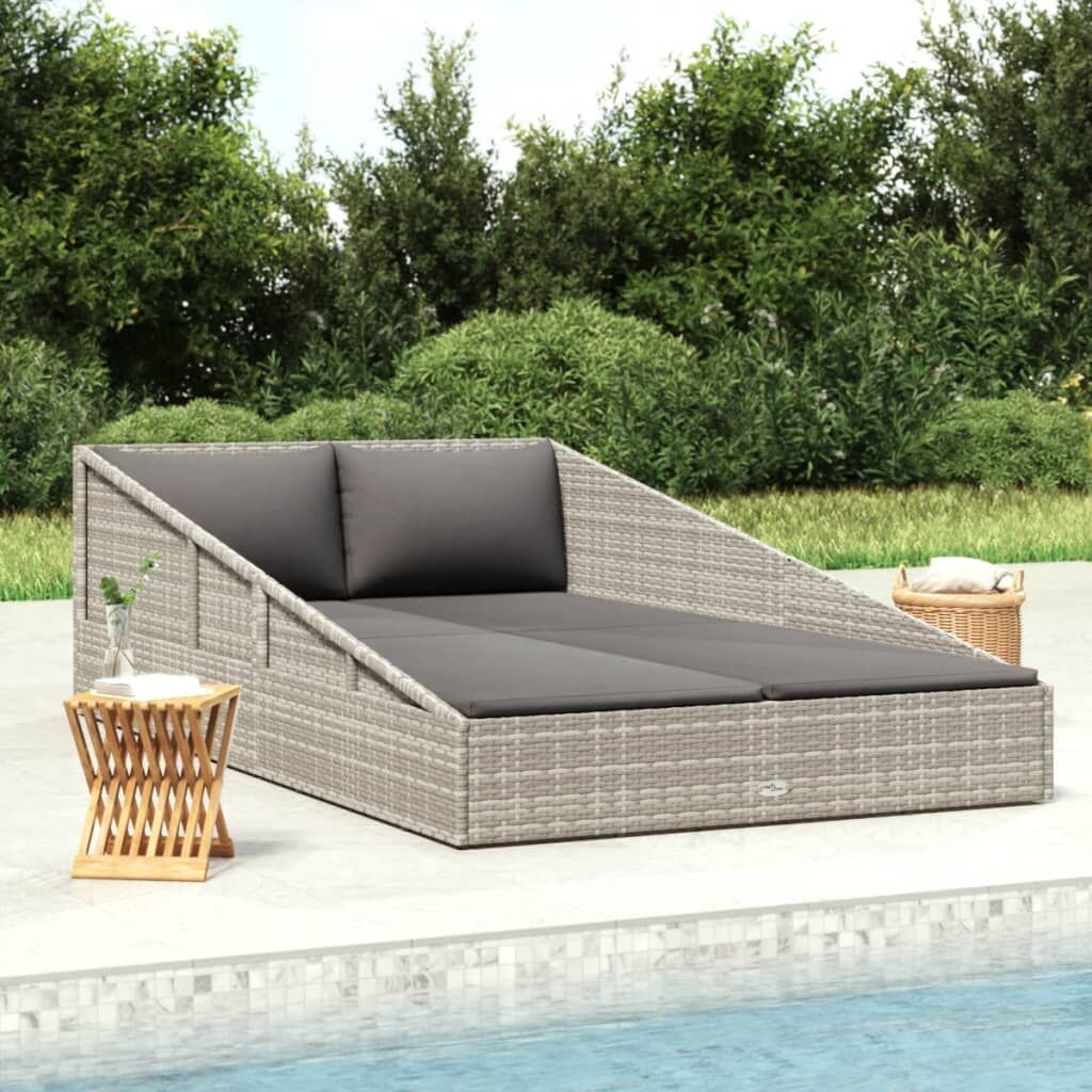 Vidaxl Tumbona Cama De Jardín Ratán Sintético Gris 110x200 Cm_1