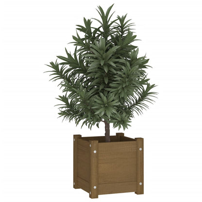 Jardinera De Madera Maciza De Pino Marrón 31x31x31 Cm_2