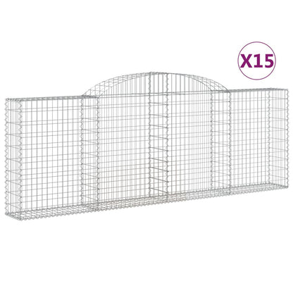 Cestas De Gaviones 15 Uds Forma Arco Hierro 300x30x100/120 Cm_0