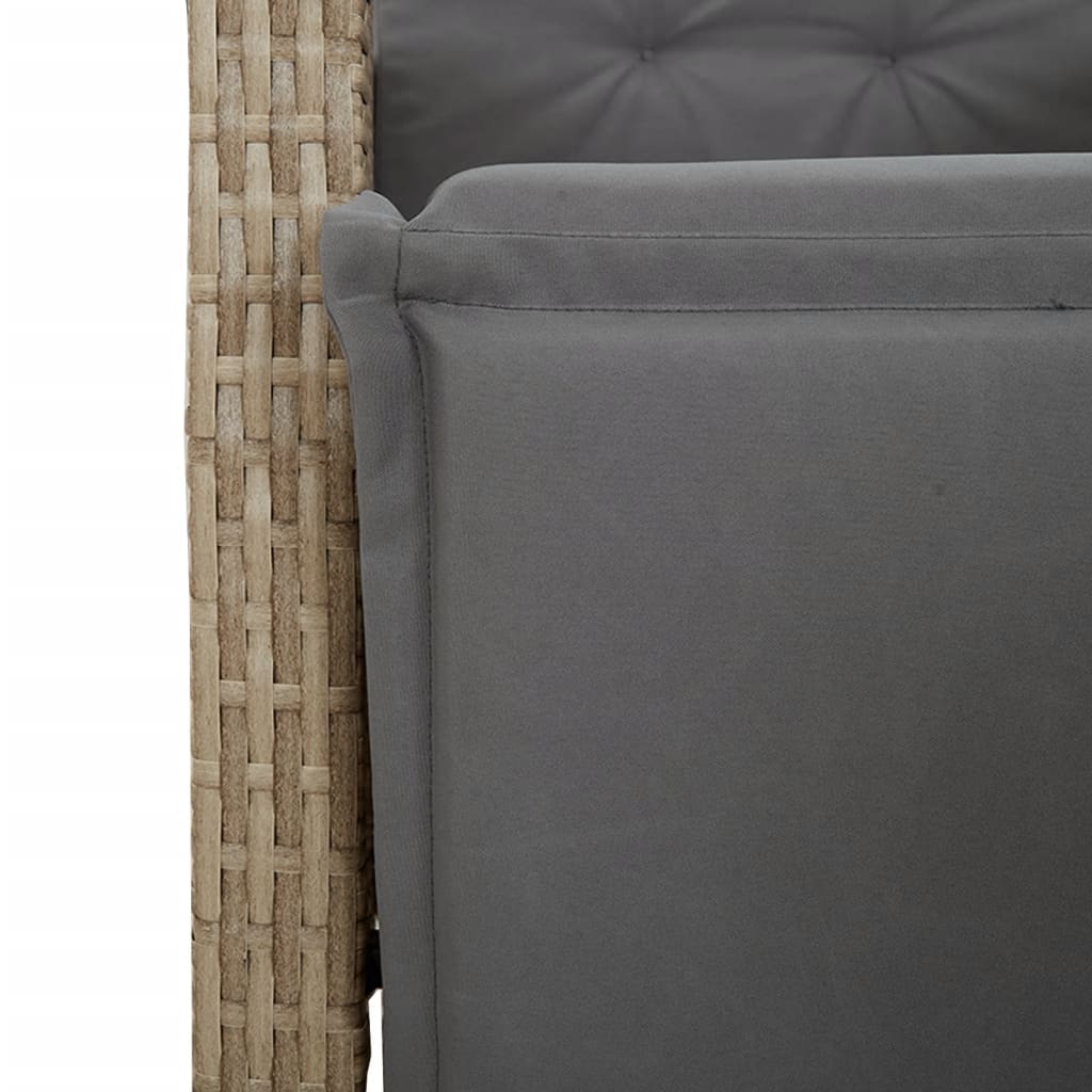 Set Comedor De Jardín 7 Pzas Con Cojines Ratán Sintético Beige / Vetonek_3