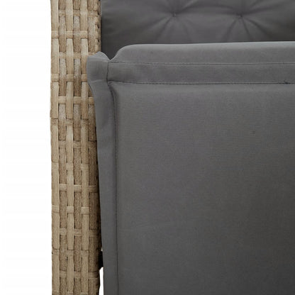 Set Comedor De Jardín 9 Pzas Con Cojines Ratán Sintético Beige / Vetonek_5