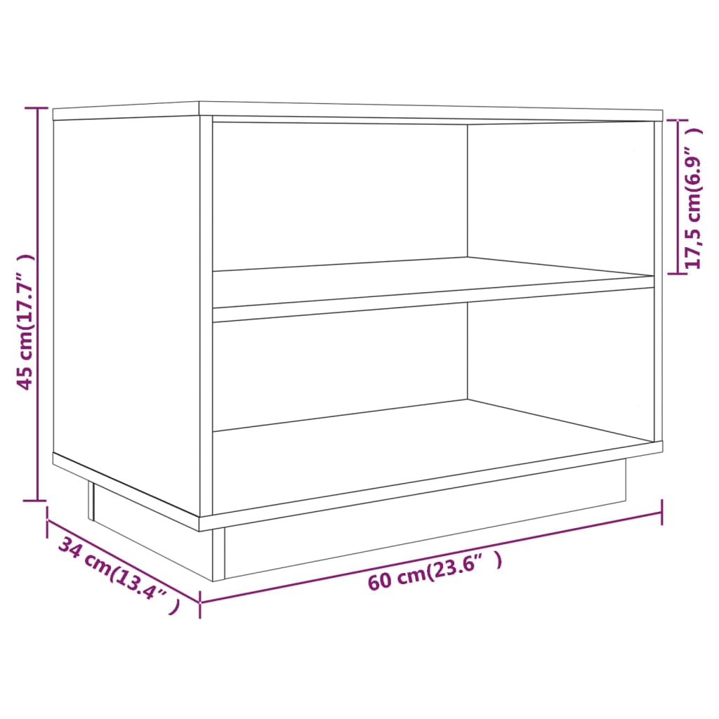 Armario Zapatero De Madera Maciza De Pino Gris 60x34x45 Cm / Vetonek_2