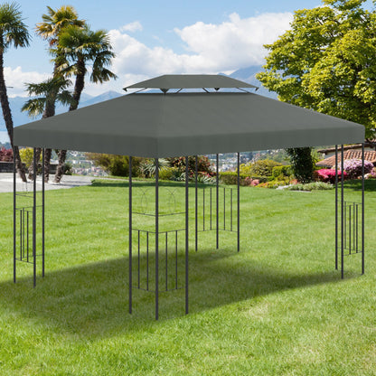 Outsunny Techo De Repuesto 4x3 M Para Cenador Jardín Exterior 2 Niveles Gris_1