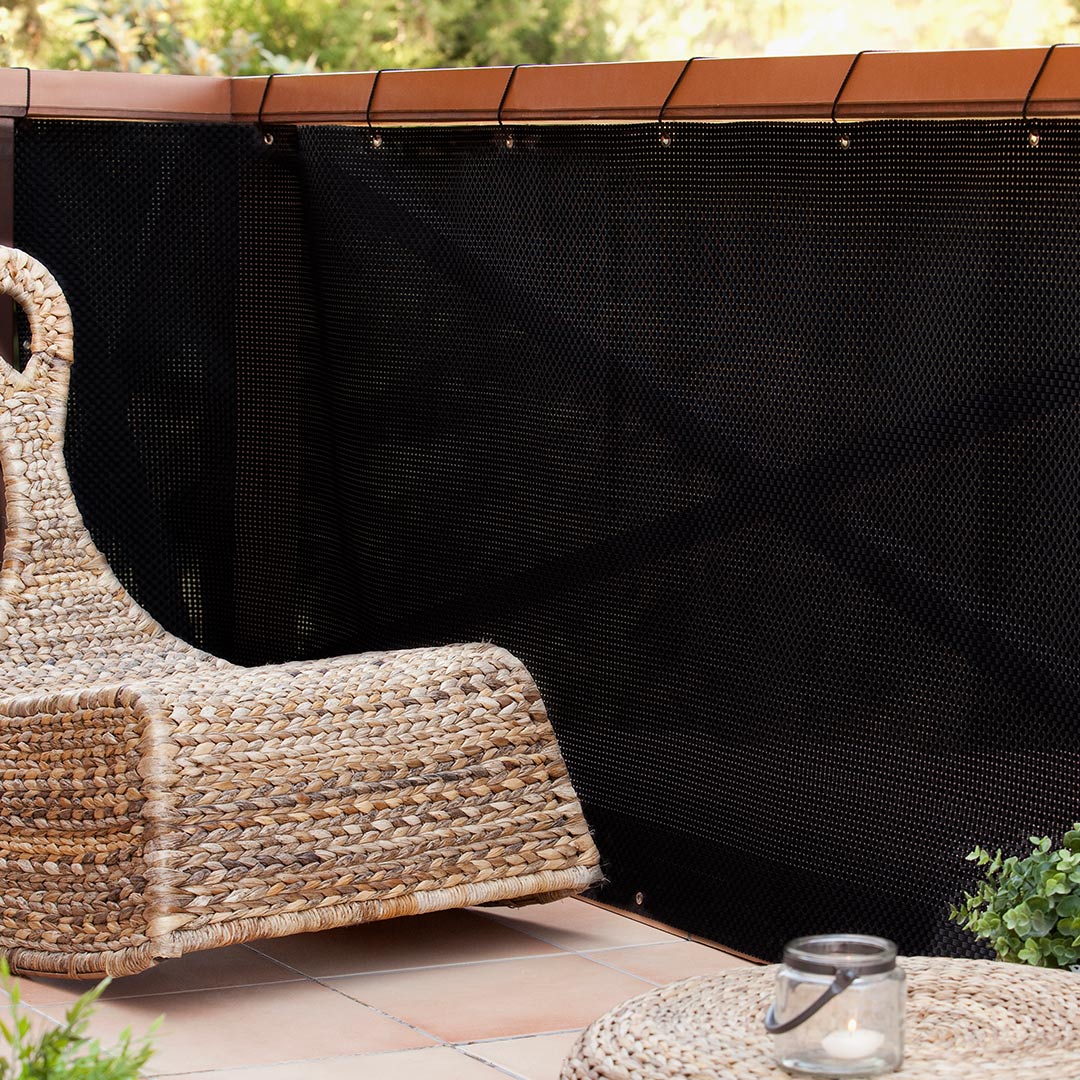 Malla De Balcón Rattan Luxe Black - Ocultación Máxima - 0,9x3 M - Multicolor_1