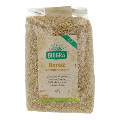 Arroz integral de grão redondo Biográ, 1 kg