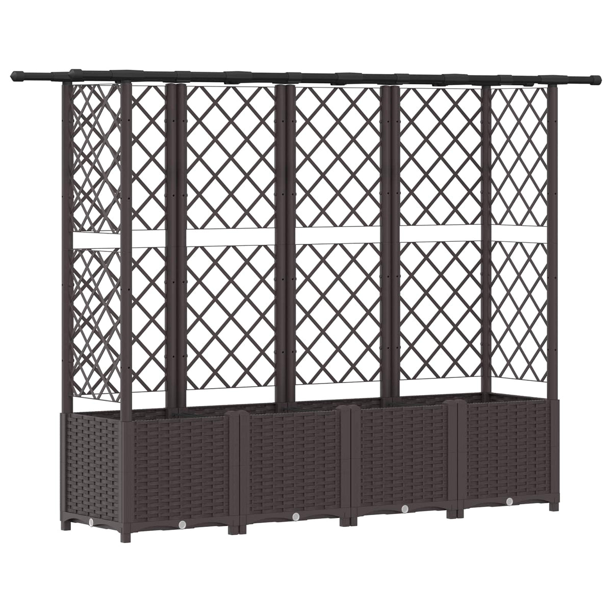 Cama Elevada Con Trellis Y Techo Marrón 202 X 40 X 136 Cm Pp_0
