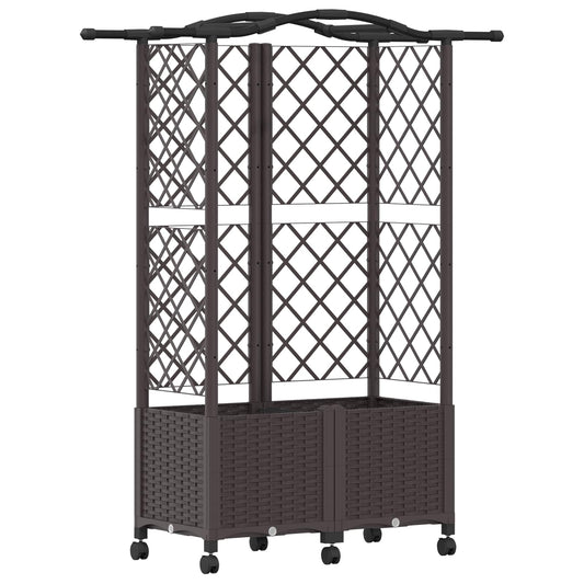 Cama Elevada Con Trellis Y Techo Marrón 122 X 40 X 144 Cm Pp_0