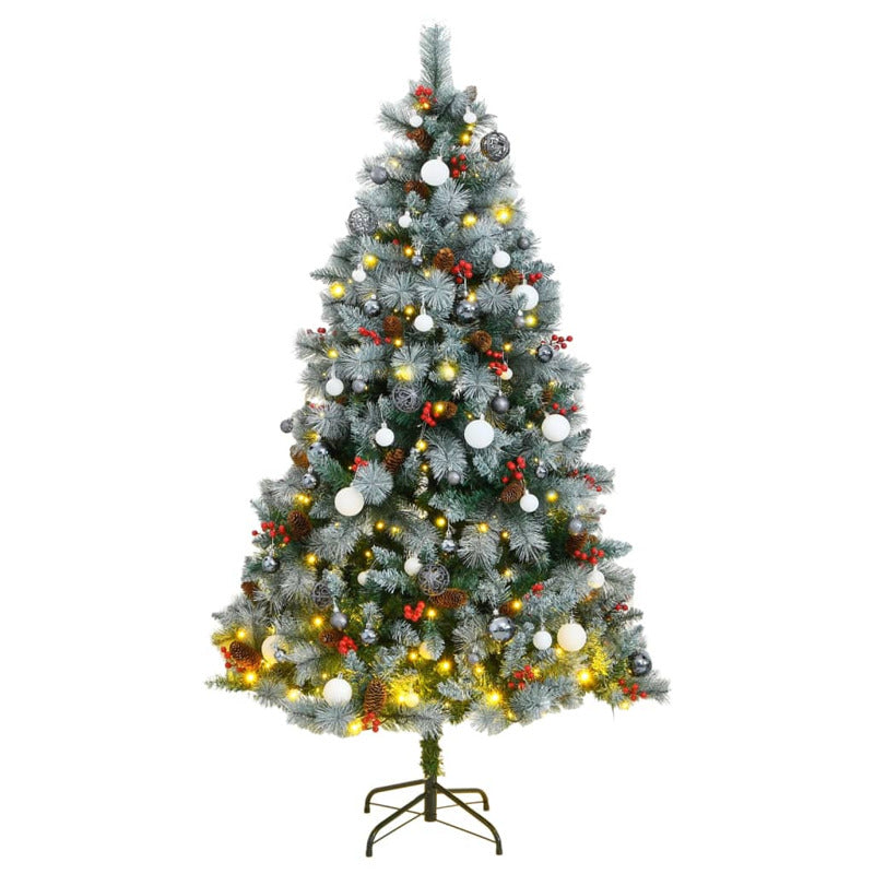Vidaxl Árbol De Navidad Artificial Con Bisagras 300 Led Y Bolas 180 Cm_0